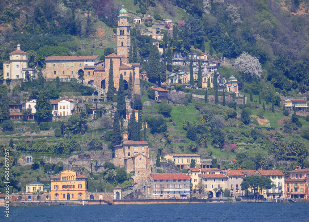 stunning medieval village overlooking Lugano lake.Morcote, Canton Ticino, Switzerland