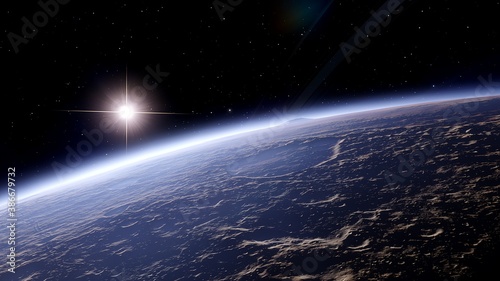 beautiful space background, planet in space, exoplanet, another earth, mini-earth, fantastic planet 3d render photo