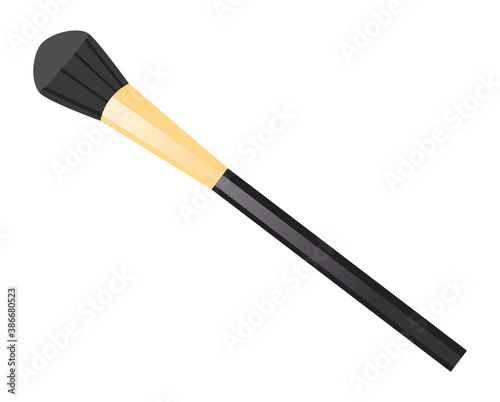 Isolated at white makeup brush. Brush for powder or eyeshadows. Cosmetic tool or instrument for visagiste. Cosmetical product or accessory. Makeup fashion design. Simple realistic icon or object