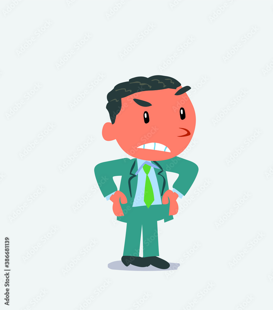 Angry cartoon character of businessman.