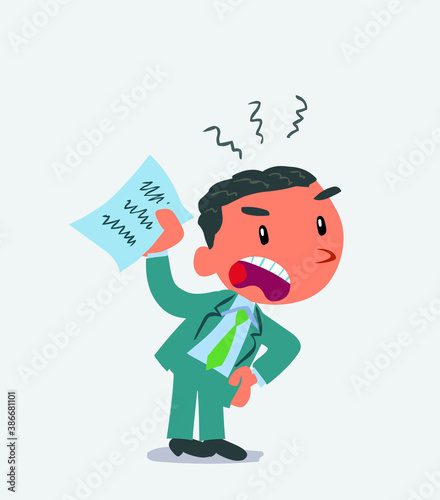 businessman waving a document angrily