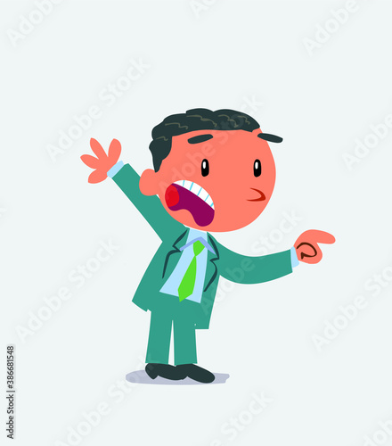cartoon character of businessman pointing at something outraged