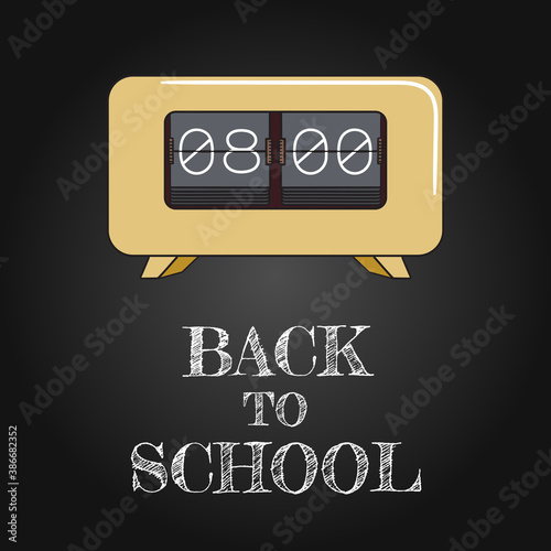 Back to school poster with colorful alarm clock