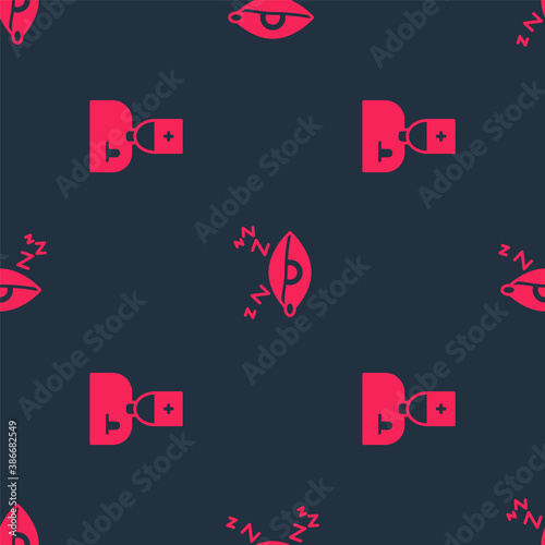 Set Male doctor and Insomnia on seamless pattern. Vector.
