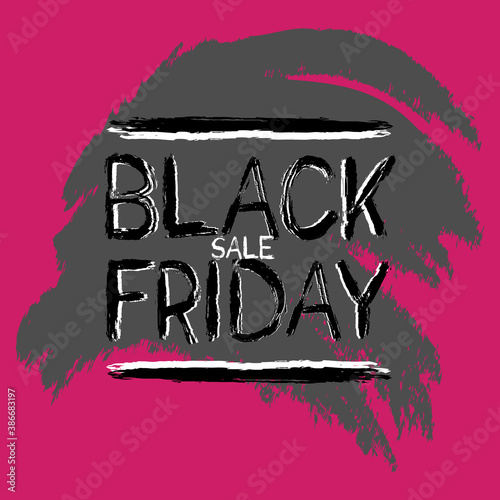 Black Friday Sale baner vector illustration.Poster sale,text written with a brush.Pink background,graphics element for banner, poster.Eps file.