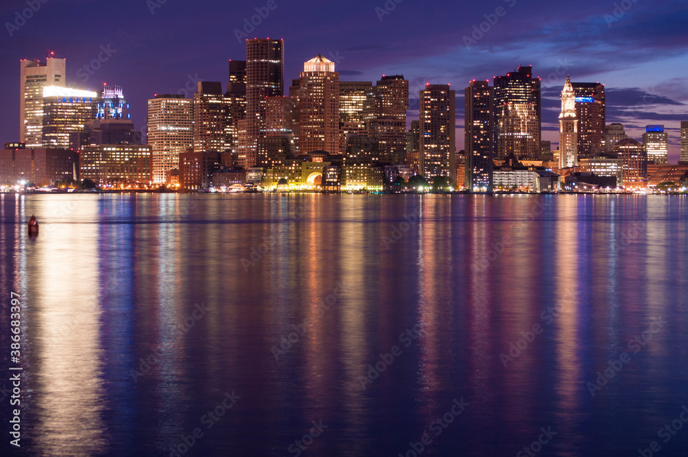 Obraz premium Boston skyline at night