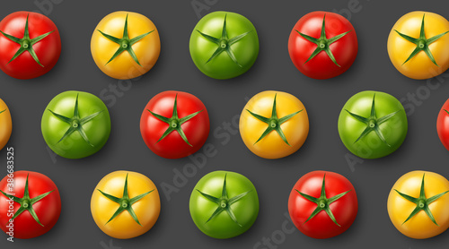 Arrière plan gris foncé avec tomates vectorielles