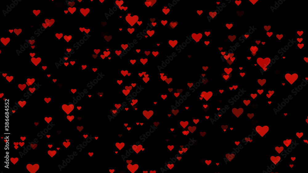 red flying hearts pattern 
on dark background