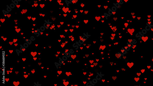 red flying hearts pattern on dark background