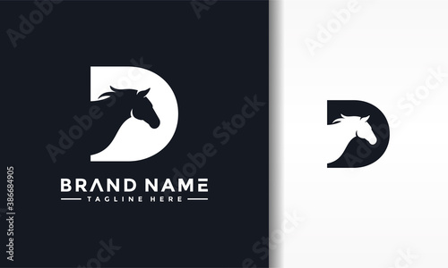 letter D silhouette of horse logo