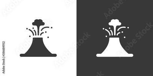 Volcano. Isolated icon on black and white background. Weather vector illustration