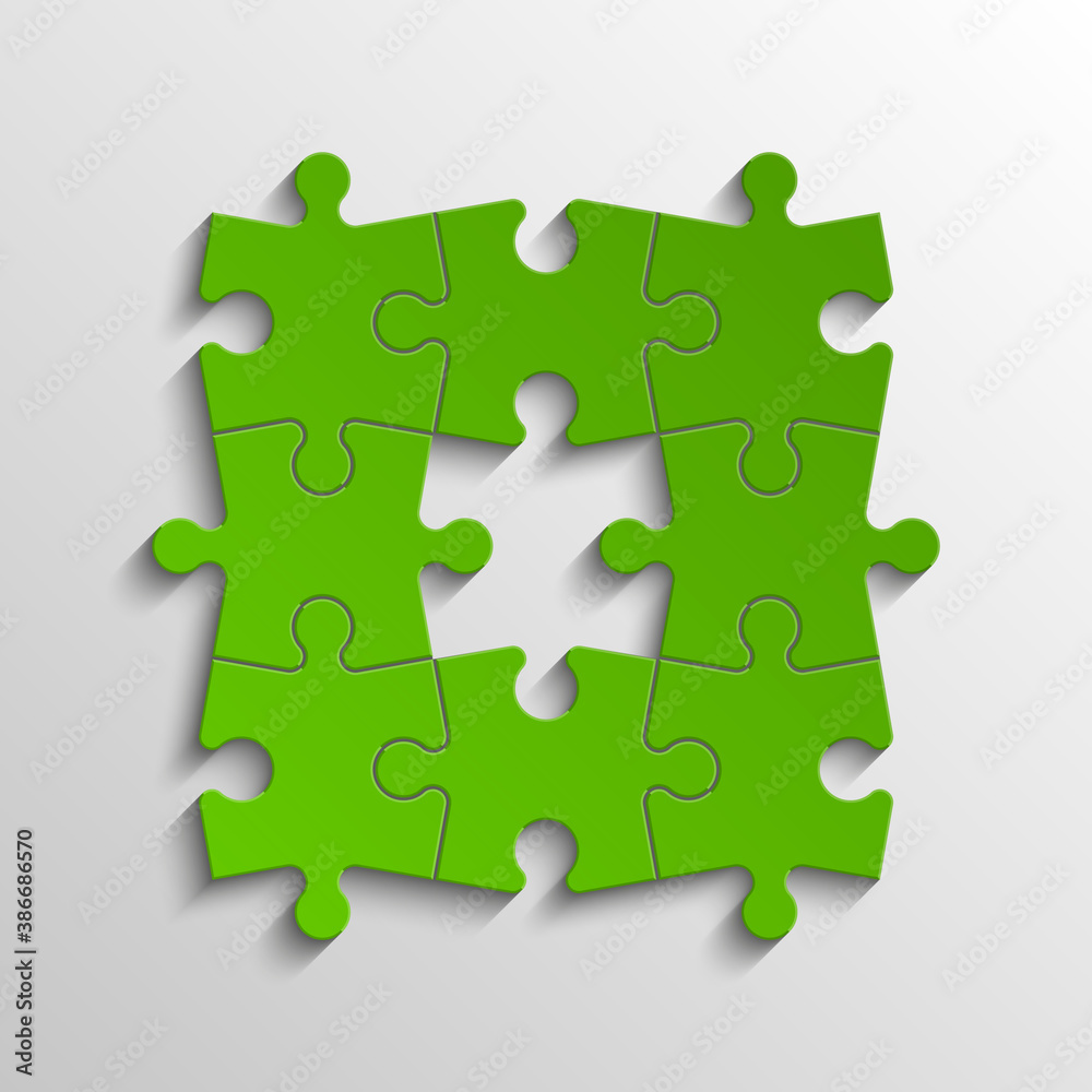 Fototapeta premium Puzzle eight piece business presentation. Square infograph. 8 Step process diagram. Section compare banner.