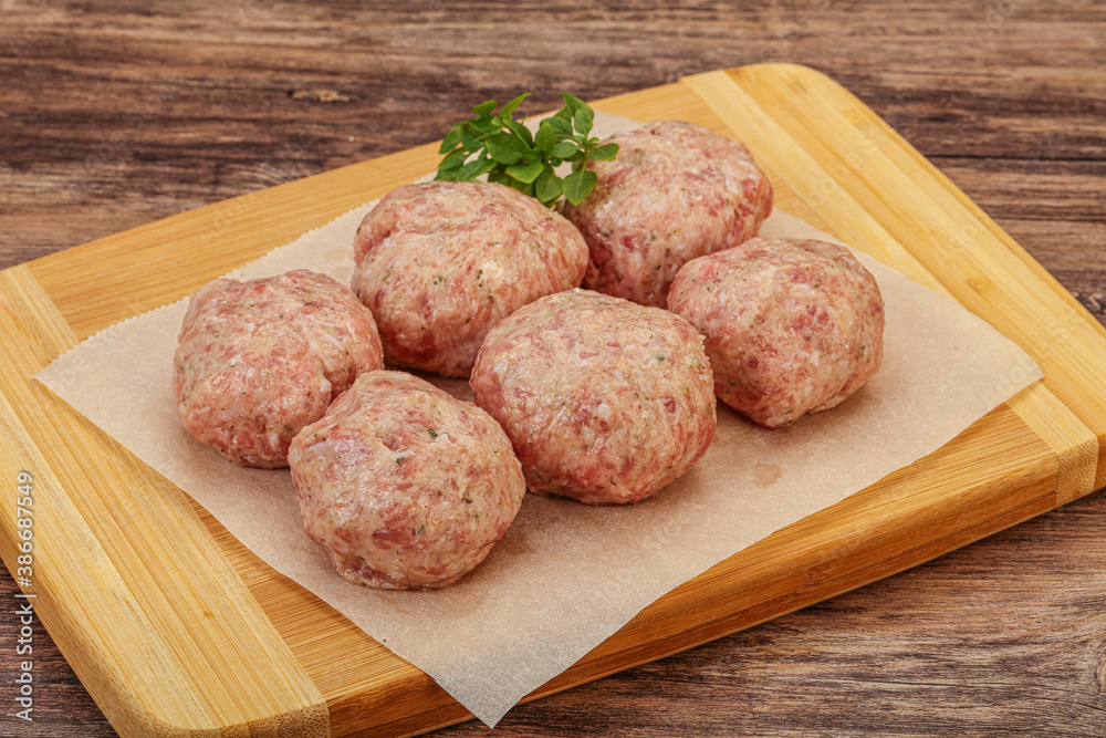 Raw turkey meatball for cooking Raw turkey meatball for cooking