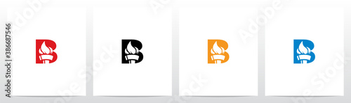 Fire Torch On Letter Logo Design B