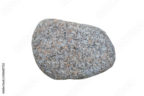 plutonic granite rock isolated on white background. Its three main minerals are feldspar, quartz, and mica, which occur as silvery muscovite or dark biotite or both. 