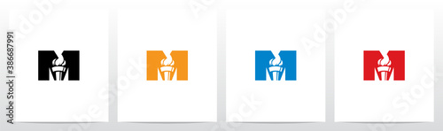 Fire Torch On Letter Logo Design M