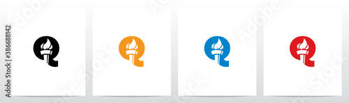 Fire Torch On Letter Logo Design Q