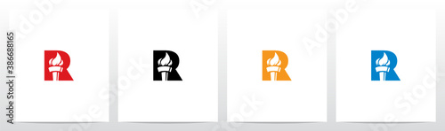 Fire Torch On Letter Logo Design R