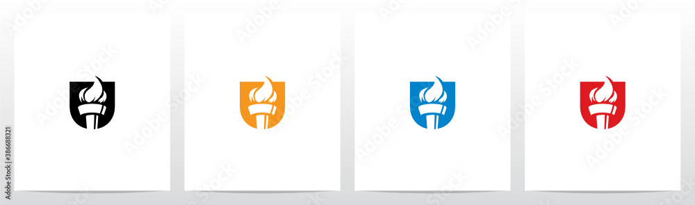 Fire Torch On Letter Logo Design U Fire Torch On Letter Logo Design U