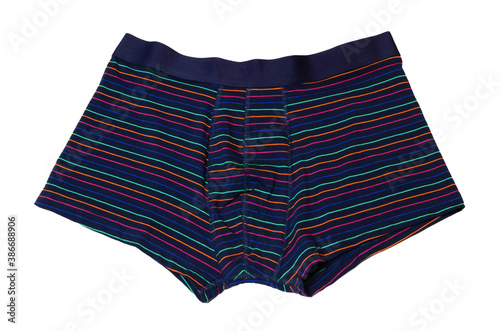 men's boxers underpants in colored stripes on a white background