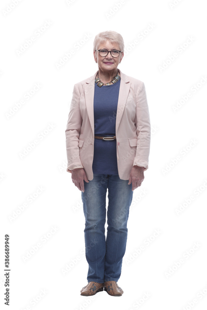 in full growth. modern elderly woman in casual clothes in full growth. modern elderly woman in casual clothes