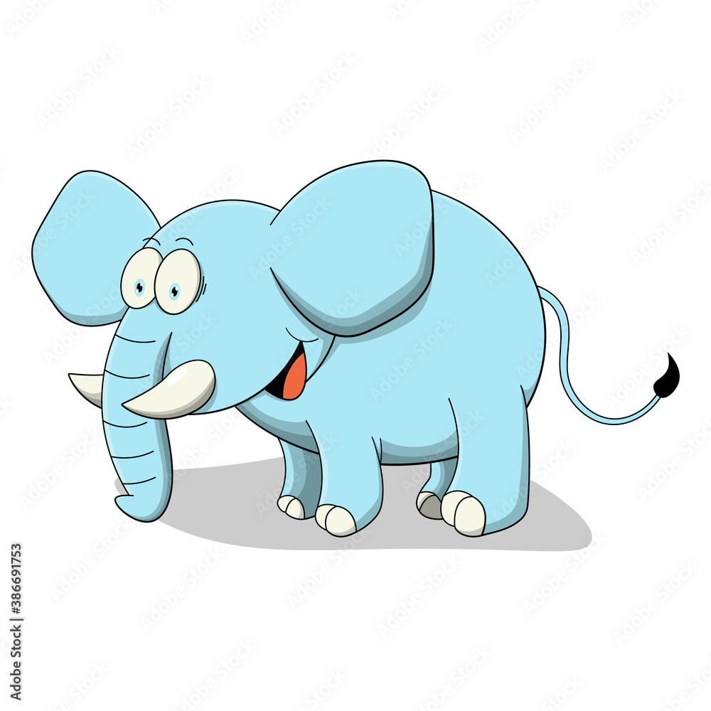 Funny baby Elephant cartoon characters walking, best for children illustration book
