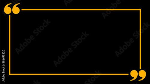 banner frame with quotation mark comma sign for background, copy space, quote square bubble icon, quote frame template orange on black