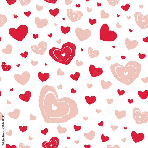 Seamless pattern with decorative hearts. Vector background for Valentine’s day.