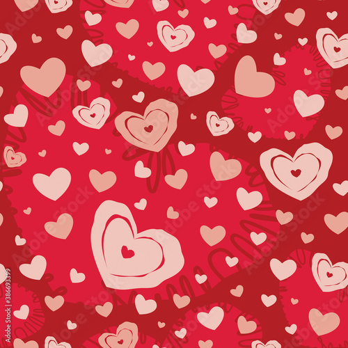 Seamless pattern with decorative hearts. Vector background for Valentine’s day.