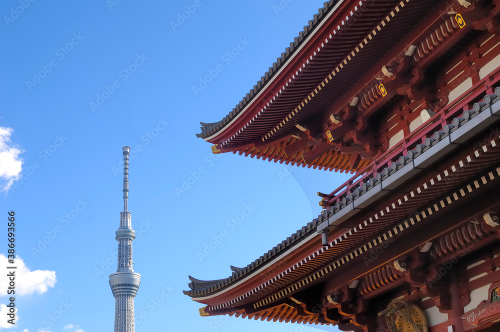 仁王門から観たスカイツリー