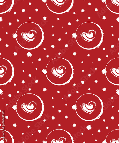 Seamless pattern with hearts and decorative graphic elements. Vector background for Valentine’s day.