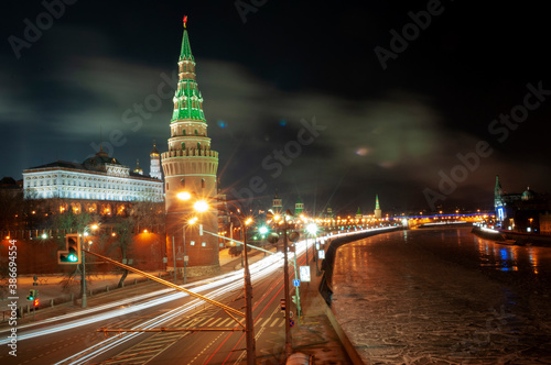 Russia, Moscow, 15.12.2012. view of the winter Kremlin at night