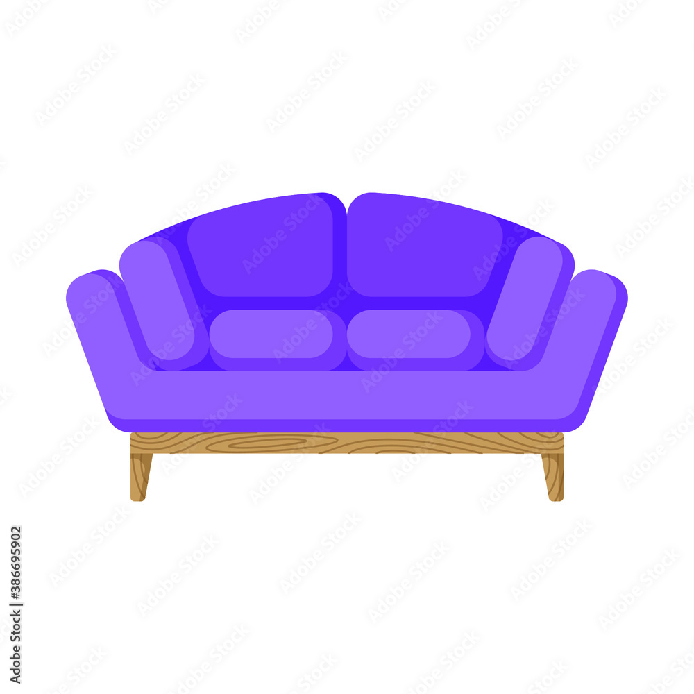 Vector illustration of a sofa in a flat style, an element of the room's decor Vector illustration of a sofa in a flat style, an element of the room's decor