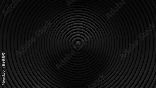 Abstract circular blinds oscilation background. Minimal dark clean corporate backdrop. 3D rings wavy surface. Geometric elements displacement.