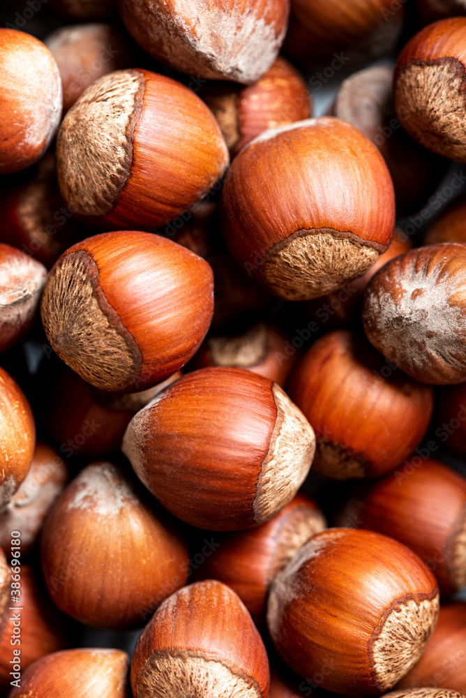 Heap of hazelnuts close-up soft focus. Nuts background. Heap of hazelnuts close-up soft focus. Nuts background.