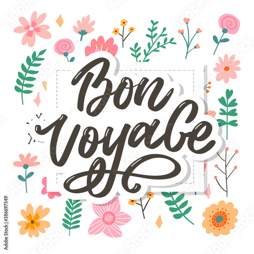 Bon Voyage Hand Lettering Vector Calligraphy Travel