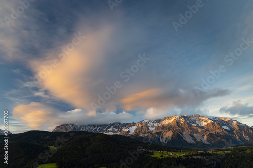Dachstein massif at sunset, Styria, Austria