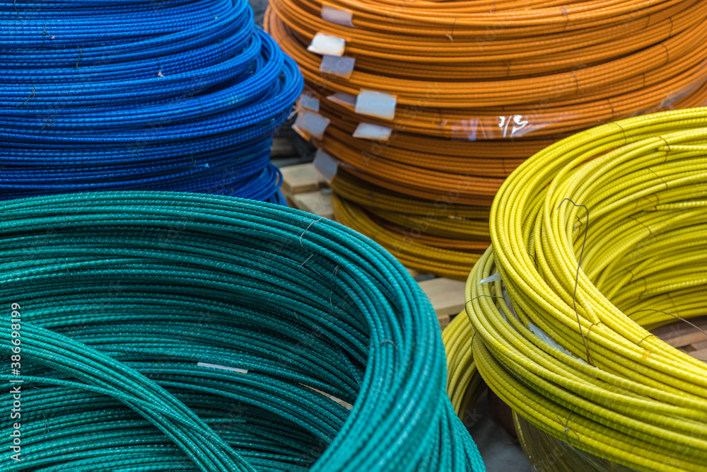 Fiberglass reinforcement. Precolored fiberglass bundles with ribbed