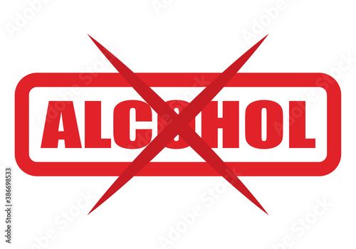 Cartel rojo de no alcohol. 