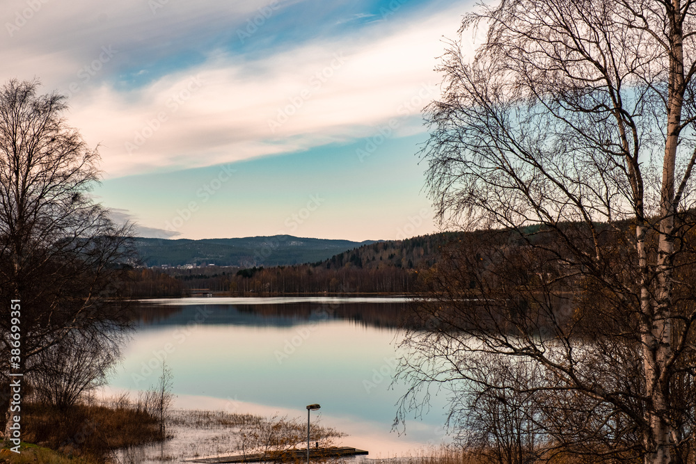 View of the lake Höglandssjön in Örnsköldsvik Sweden