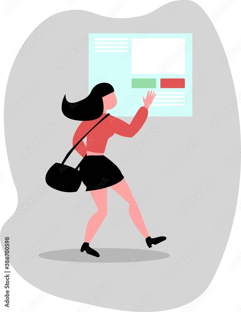 Woman using website/mobile application. Vector illustration. Woman using website/mobile application. Vector illustration.