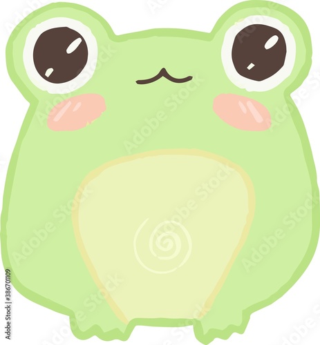Cute children's book illustration japanese style kawaii pastel green frog icon illustration vector design element isolated on a white background