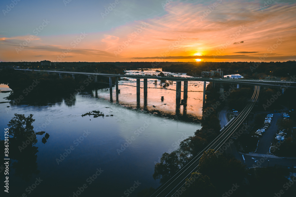 Sunset with Lee Bridge and Downtown Richmond