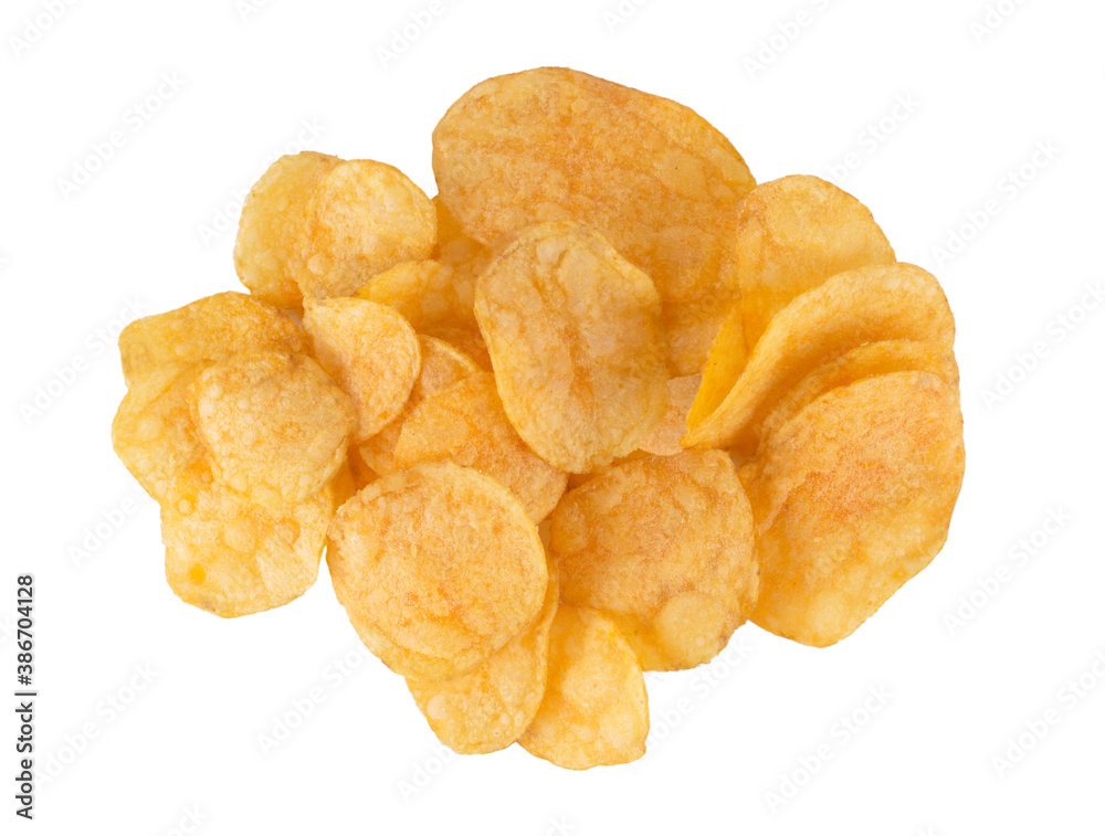 Tasty Potato chips isolated on white background Tasty Potato chips isolated on white background