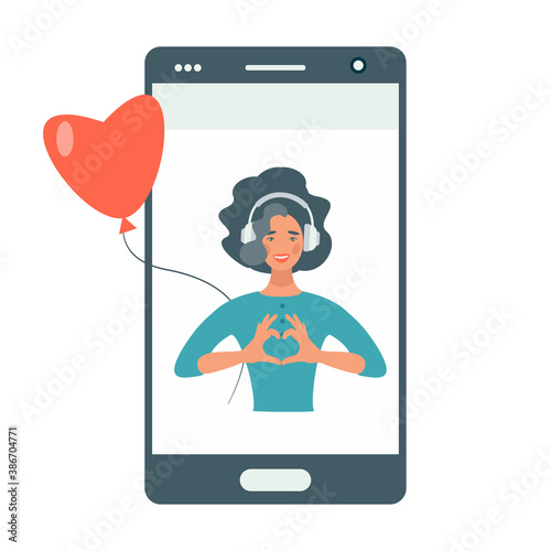 Get more likes concept illustration. Social media marketing.  People uses a mobile phone. Modern flat vector illustration. 
