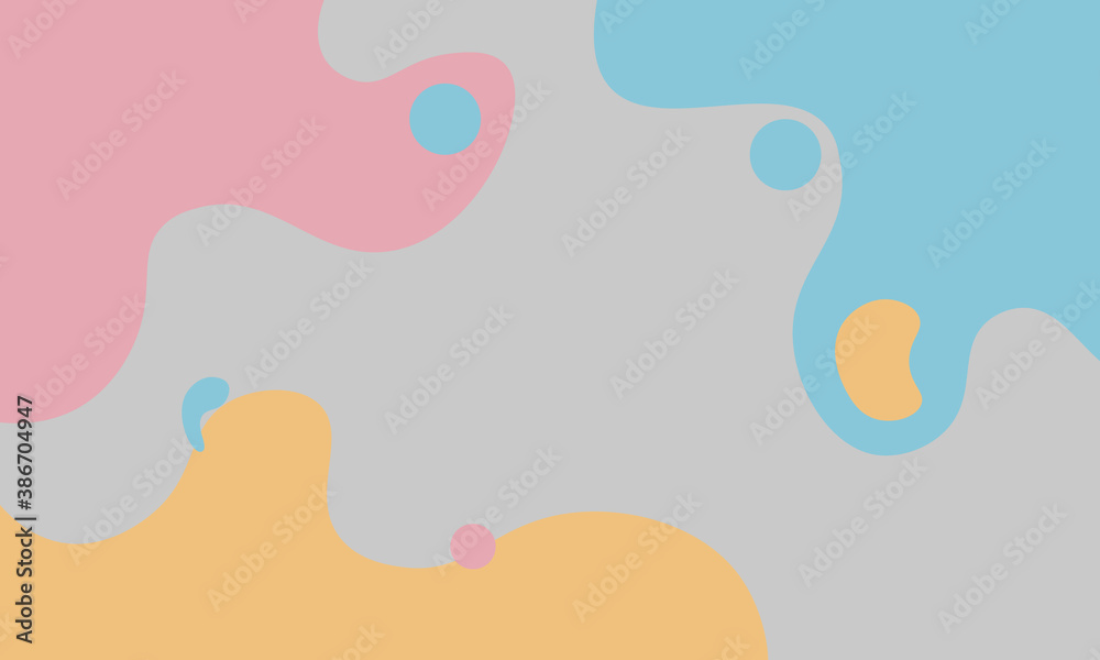 Abstract blue yellow and pink fluid pastel color on gray background.