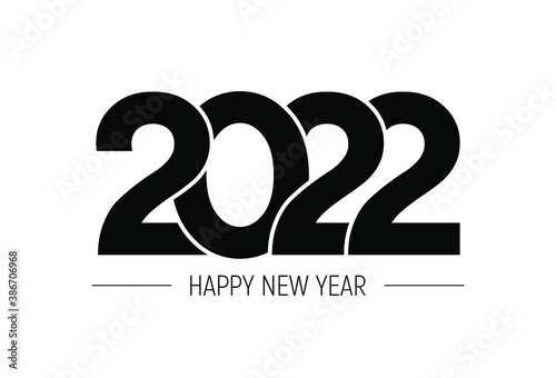 Happy New Year 2022 text design. Cover of business diary for 2022with wishes. Brochure design template, card, banner. Vector illustration. Isolated on white background.