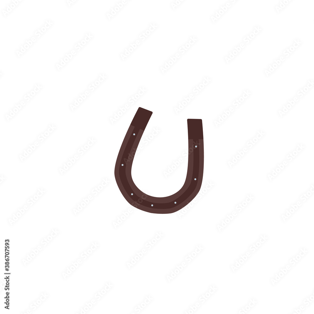 Vector icon of metal old horseshoe isolated on white background. Vector icon of metal old horseshoe isolated on white background.