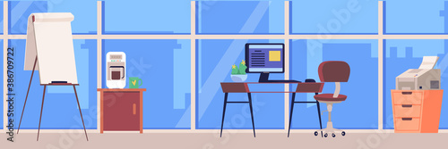 Vector illustration in flat style of office room interior.
