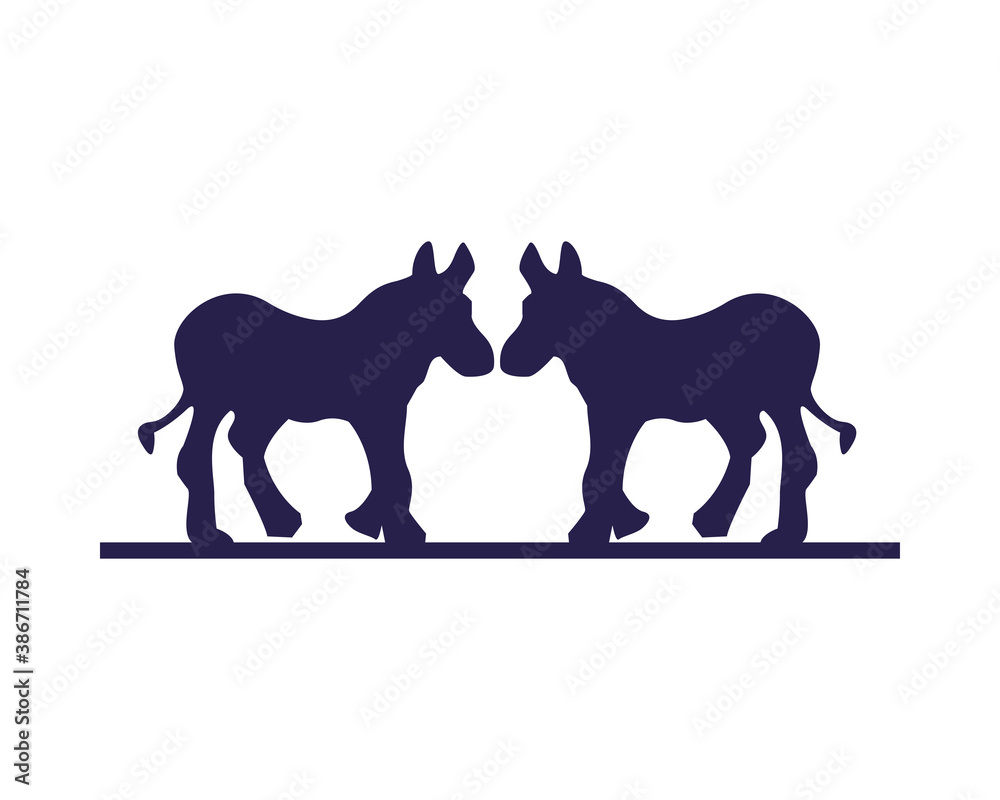 donkeys animals silhouettes isolated icons